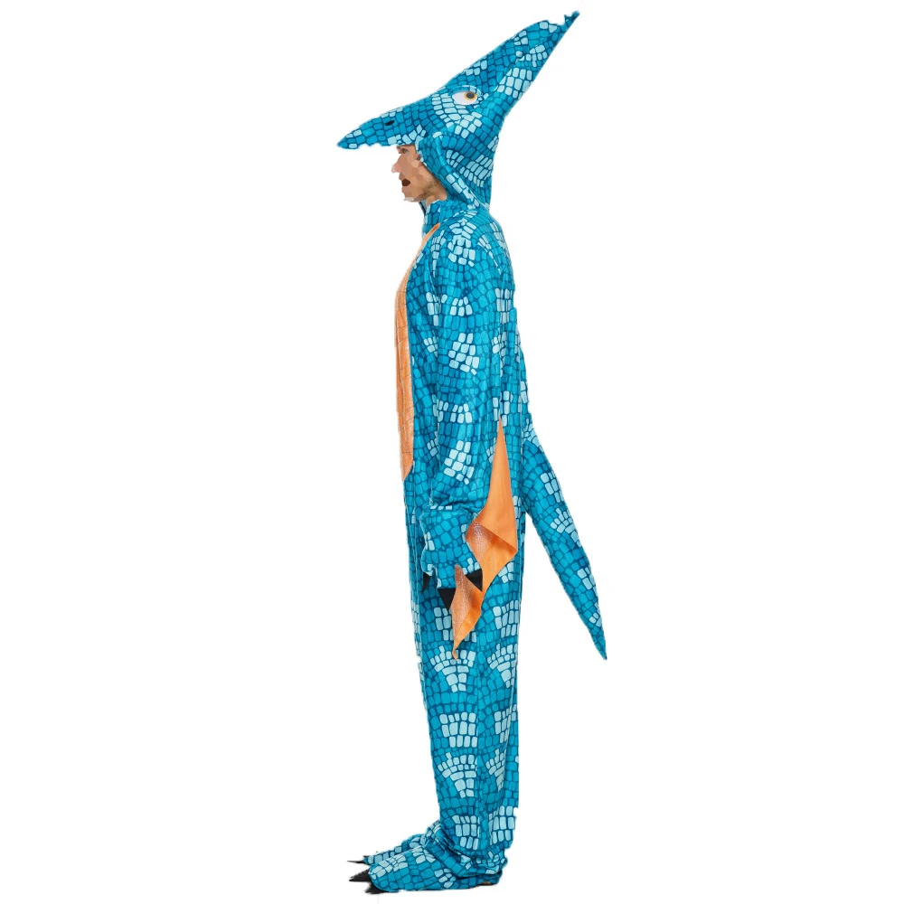 Costume da tutina dinosauro animale per uomo adulto tuta con cappuccio dinosauro Cospaly con artigli vestito da festa di carnevale di Halloween