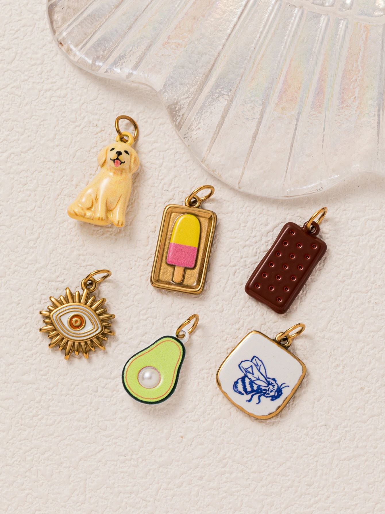 316 Edelstahl Wasserdicht Farbbeständig Einfacher Beliebter Eiscreme-Bienen-DIY-Anhänger für Schmuck – Detail 2