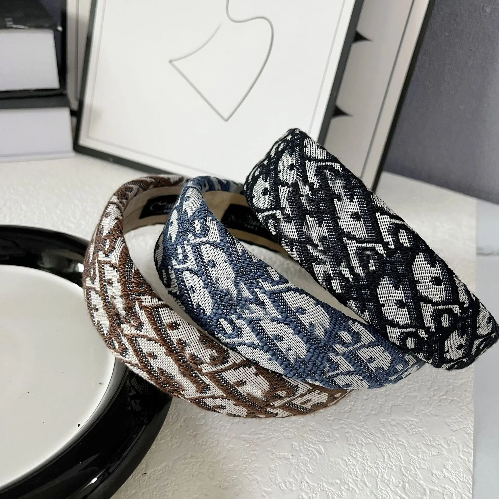 New Net Red Hair Ring Fashion Retro Headband Side Multicolor Printing Four Seasons Korean Version Wild Bow Hairpin Headwear Gift