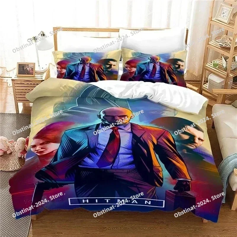 3d Game Hitman Killer Bedding Set Printed single Comforter Quilt Bed Cover Duvet Cover Pillow Case 3 Pieces Sets Kids Adult Size