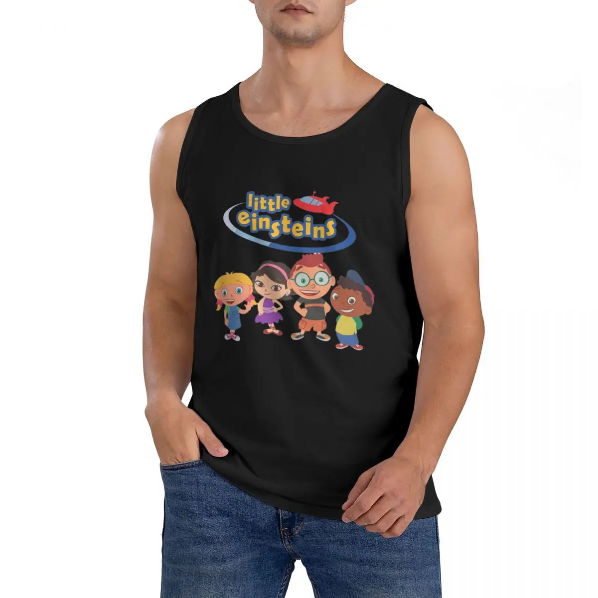 Camiseta sin Mangas Little Einsteins 100% Algodón para Hombre, Ropa Deportiva, Camiseta Deportiva con Cuello Redondo para Hombre