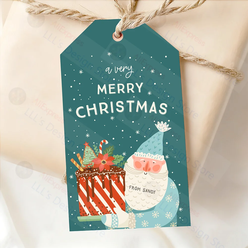 

50pcs Personalized Christmas Favor Tags, Custom Santa Gift Labels, Holiday Gift Tags, Christmas Appreciation Gift Thank You Tag