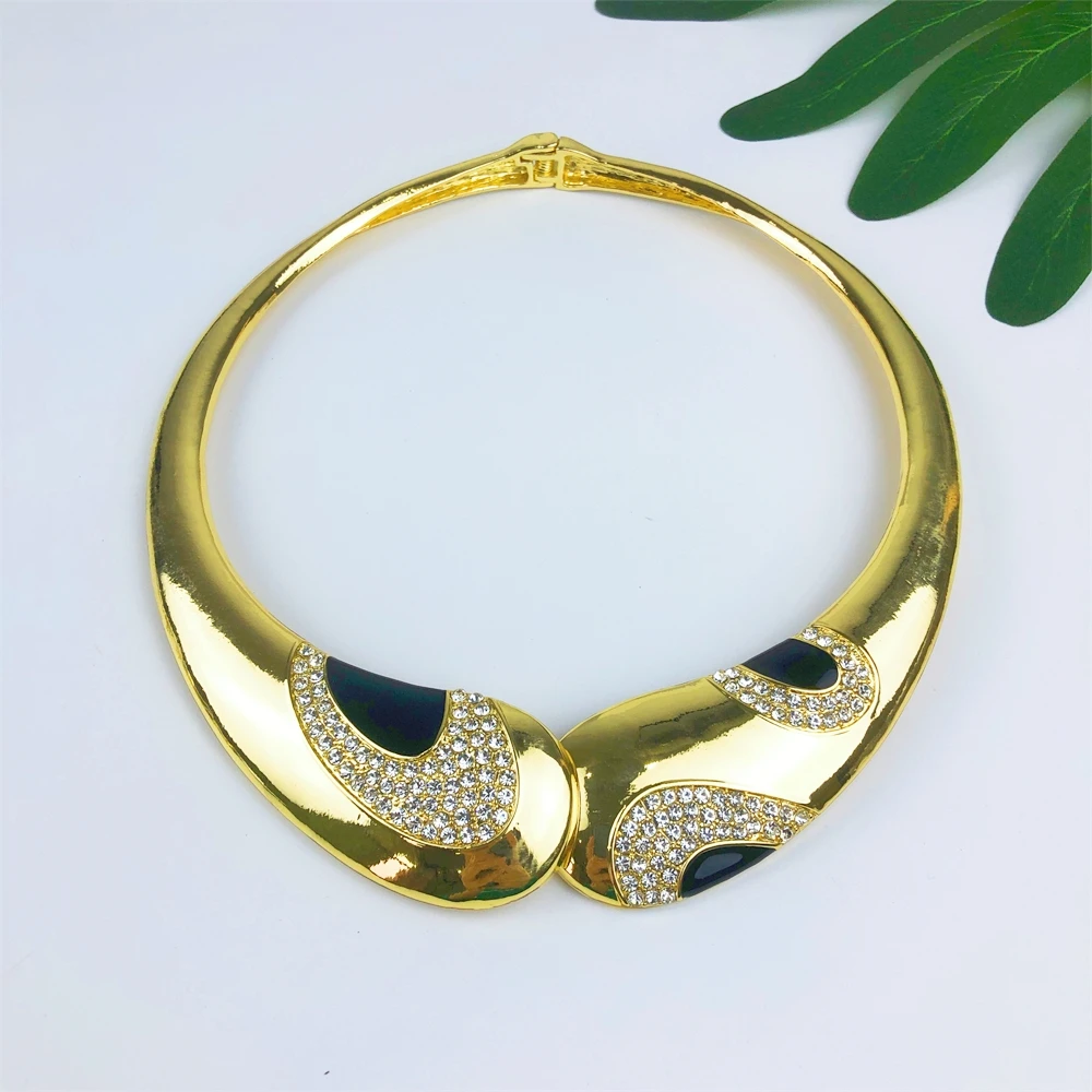 ESALE Fashion Classic Simple Necklace Earrings Jewelry Sets Women Dubai Brazilian Gold Color Italian Party Banquet Jewellery