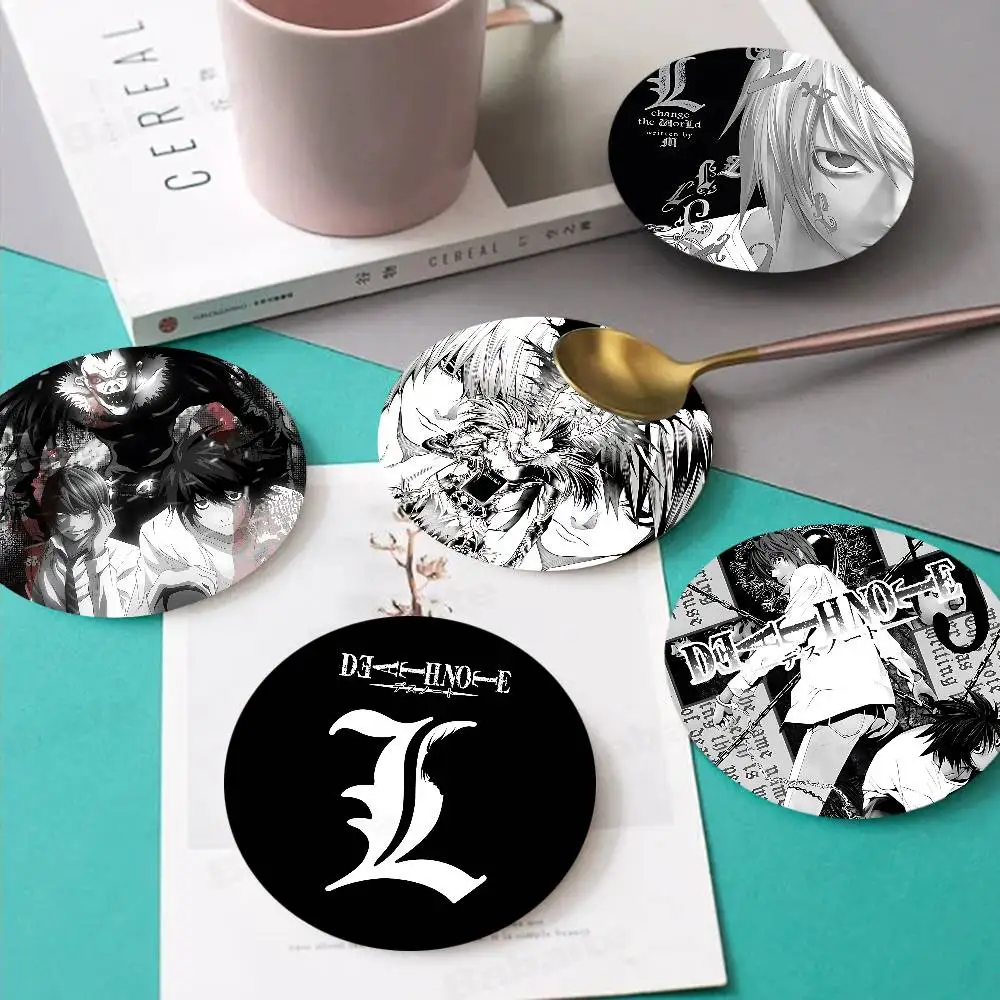 Hot Anime Death Note Coasters Suitable for daily family gathering decoration, kitchen, anti-slip wooden coasters