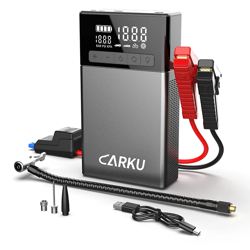 CARKU المحمولة الانتقال كاتب مع ضاغط الهواء 1200A قوة البنك منفاخ لإطارات السيارة مضخة 12 فولت بدء جهاز سيارة الداعم ODM #1