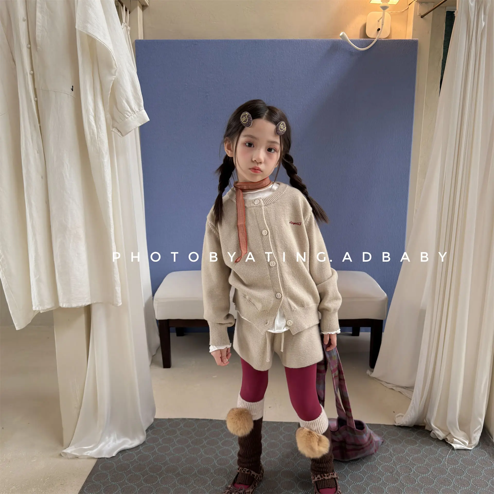 Autumn Children Long Sleeve Sweater Set Fashion Girls Knit Cardigan + Shorts 2pcs Suit Kids Knitwear Toddler Outfits