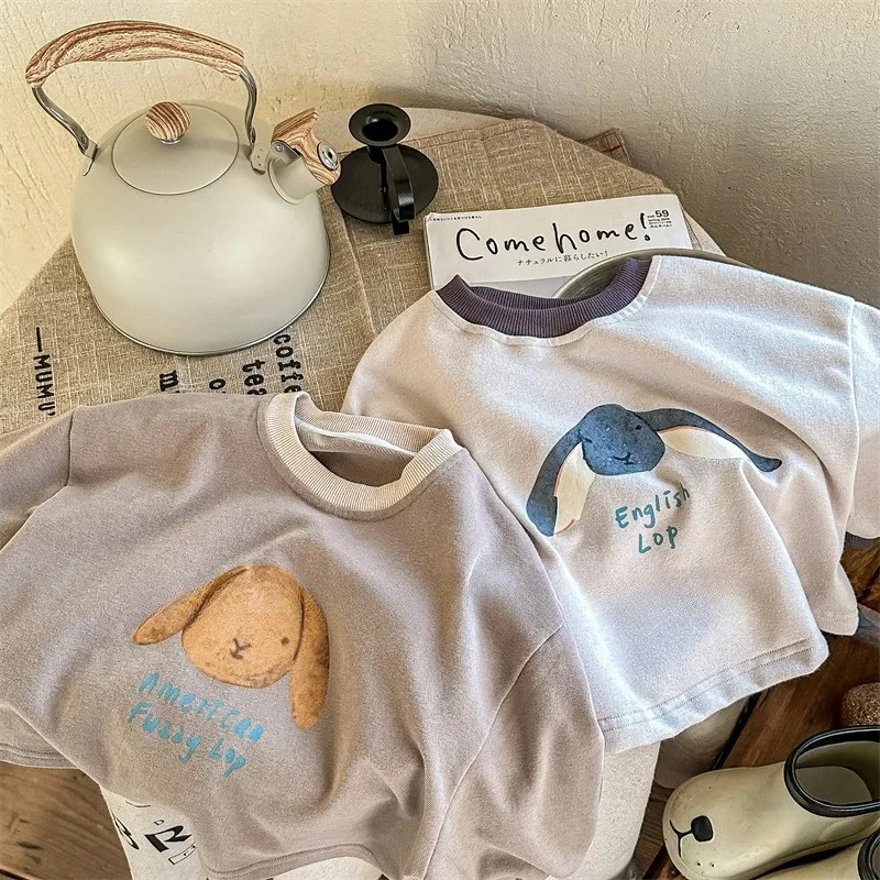 

2025 Spring New Children Pullover Baby Cartoon Print Loose Sweatershirt Girl Boy Long Sleeve Bottoming Shirt Sport Casual Tops