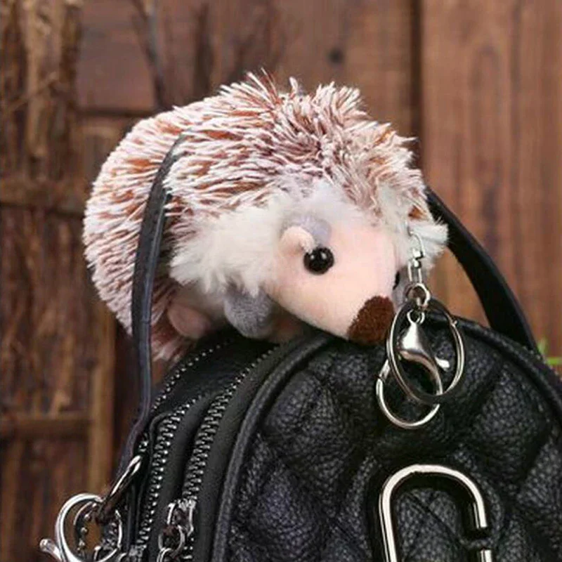 Cute Plush Pompon Hedgehog Animal Keychain Bag 10cm Mobile Phone Pendant Keyring For Bag For Car