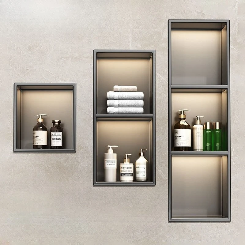 Embedded Stainless Niche, Recessed Wall Shower Shelf, Seamless Welded Bathroom Caddy, Multi Purpose Metal Storage Box
