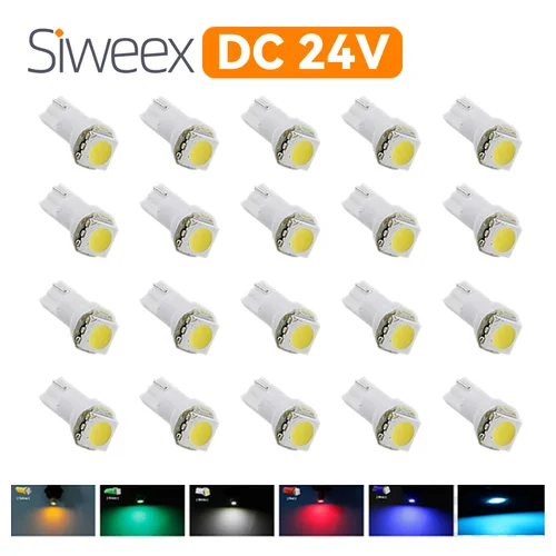 Imagen 1 del producto 20 piezas T5 24V DC 5050 bombilla LED SMD luces interiores de coche tablero indicador de calentamiento cuña camión furgoneta instrumento lámpara de cúpula