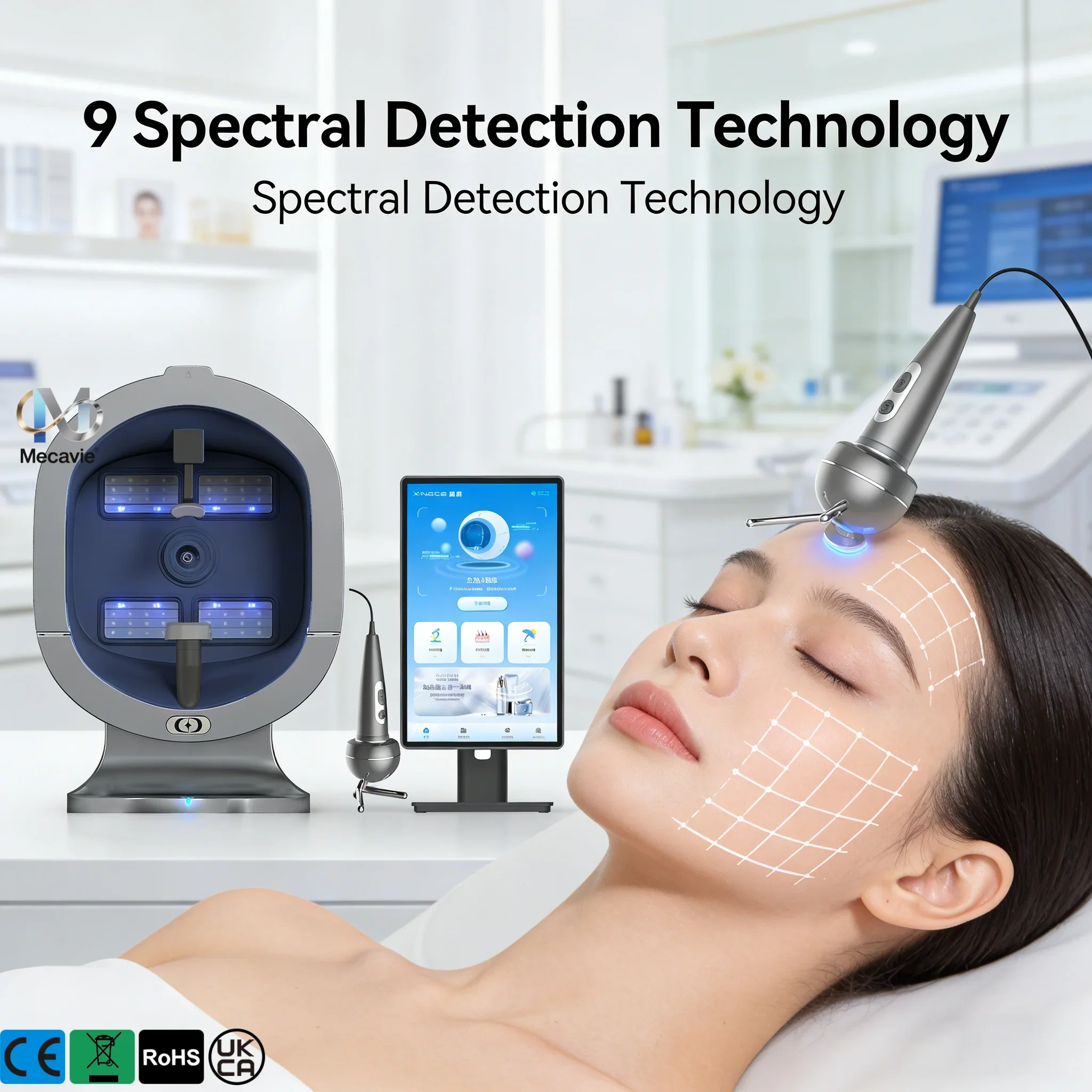 

Высокоточный 3D-сканер кожи X5 для лица с УФ-измерением, специализированный цифровой детектор кожи и волос для салонов и спа, интеллектуальный анализ здоровья кожи