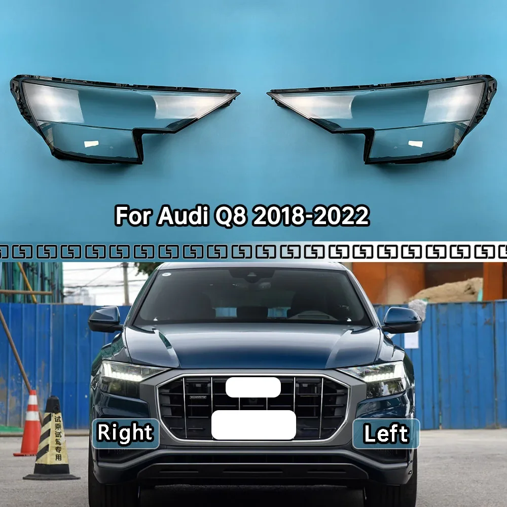 

For Audi Q8 2018-2022 Car Front Headlight Shell Transparent Lampshdade Plexiglass Headlamp Cover Replace Original Shade Lens
