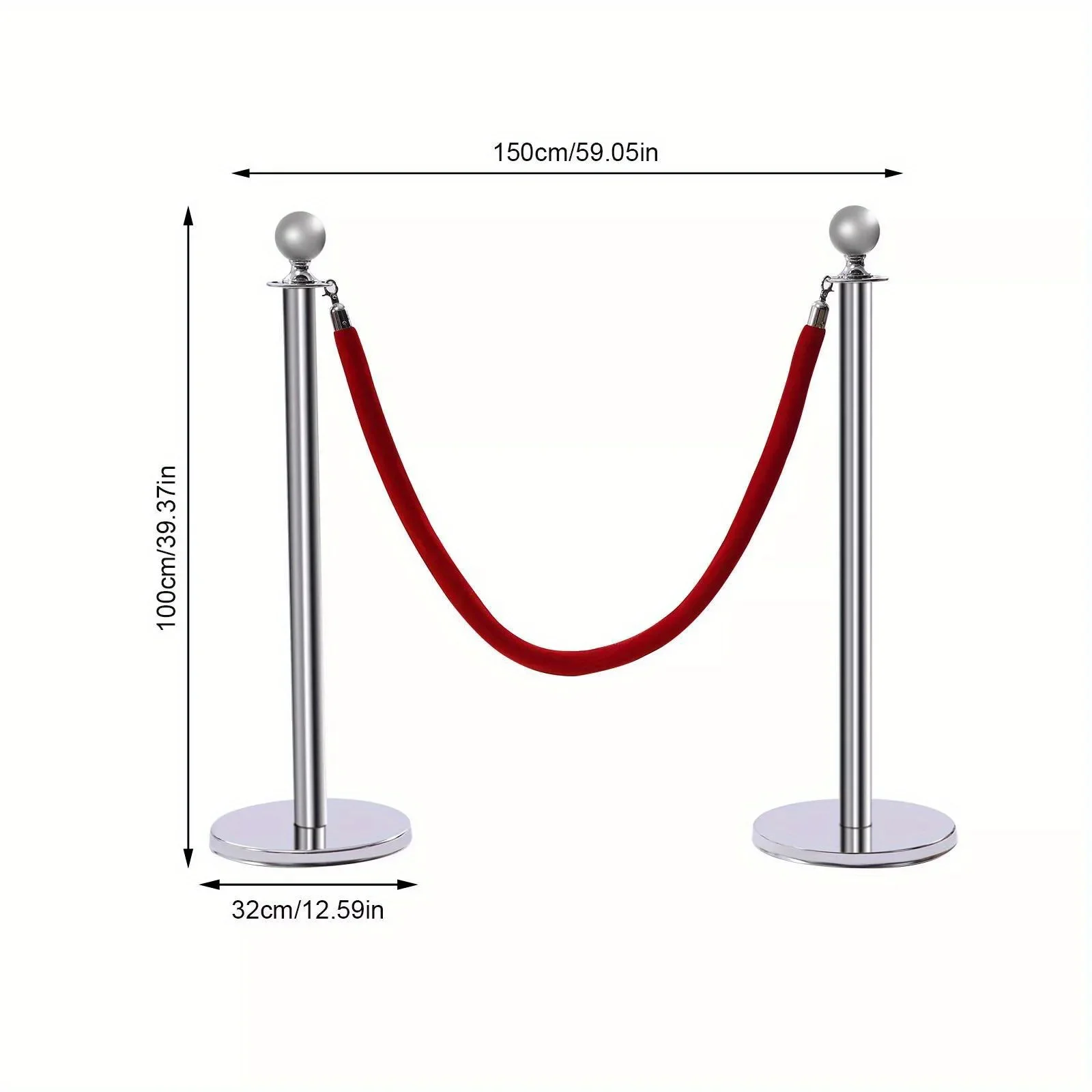 Drywall Keel 6PCS Stainless Steel Column Post Set Queue Safety Crowd Control Barrier and Rope