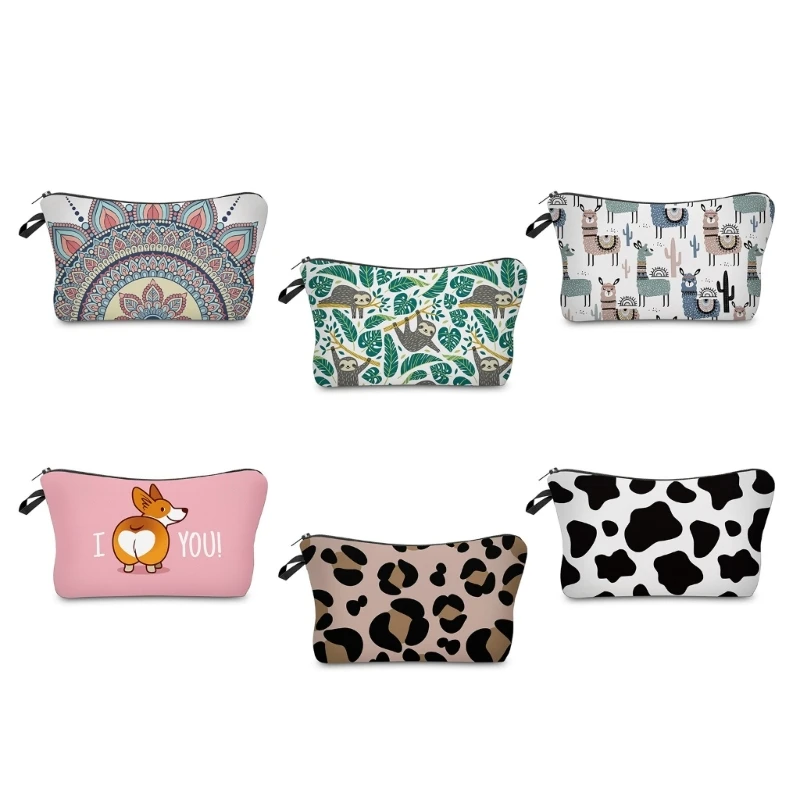 Stylish Cartoon Print Makeup Bag Toiletry Case for Travel and Outdoor Use