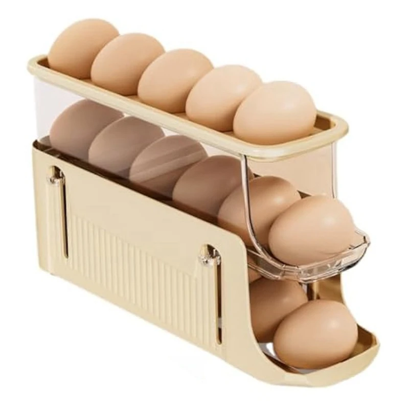 

3 Tier Foldable Egg Holders,Rolling Egg Holder For Refrigerator,Automatic Rolling Egg Storage Tray,Egg Tray