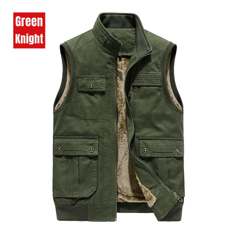 

Men's autumn and winter plush cotton vest high-quality fashion work clothes windbreaker large casual sleeveless thick Vest Jacke