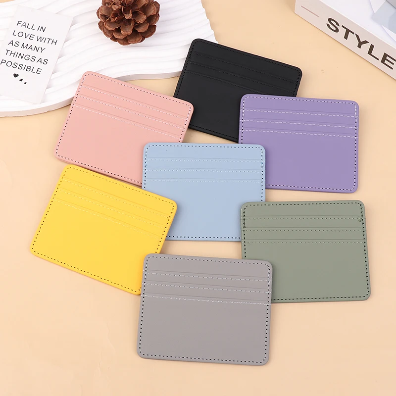 

Mini Ultra-thin Leather Wallet 4 Slots Cardholder Slim Bank Credit Card Holder Men's Business Small ID Case For Women Purse