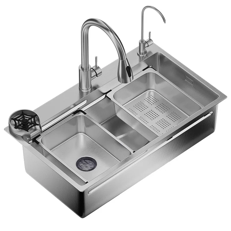 Household thickened sink Large single slot 4.0 Small rice grain embossed 304 stainless steel Kitchen vegetable basin 5