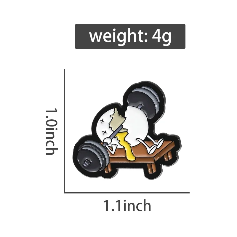 Funny Creative Egg Fitness Weight Lifting Brooch Enamel Pins Cartoon Egg Work Out Brooch Lapel Badge Jewelry Gift for Friends