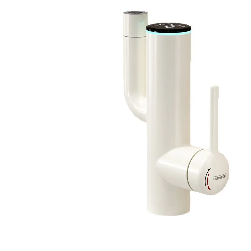 Bacia com display digital totalmente em cobre, torneira de gato da sorte rosa cinza, nova torneira rotativa para lavagem de rosto