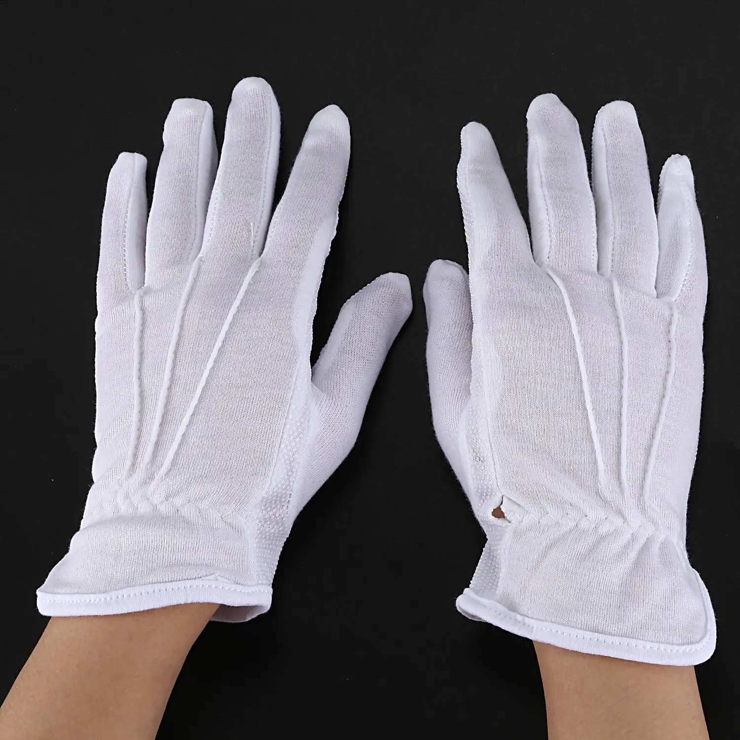 ABUO-Pair Protective Anti-Slip White Cotton Work Driving Gloves