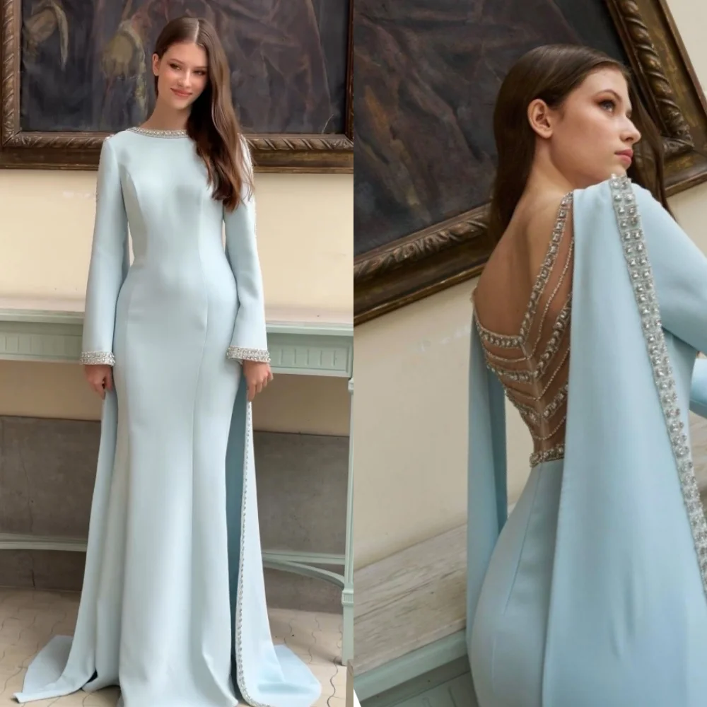 

Exquisite Jersey Sequined Rhinestone Trumpet Scoop Neck Long Dresses Prom Dresses Modern Style Chinese Style Simple Elegant