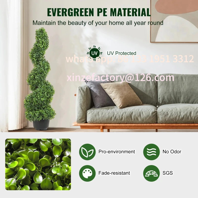 Customizable 1/2pcs Artificial Boxwood Tower Topiary Spiral Artificial Plant 24/36/48in high Decorative Plants Green