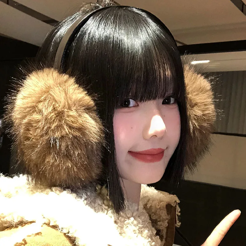 Y2K INS Vintage Faux Mink Fur Earmuffs Unisex Winter Thick Plush Windproof Cold‑proof Outdoor Warm Ear Cover Earplugs