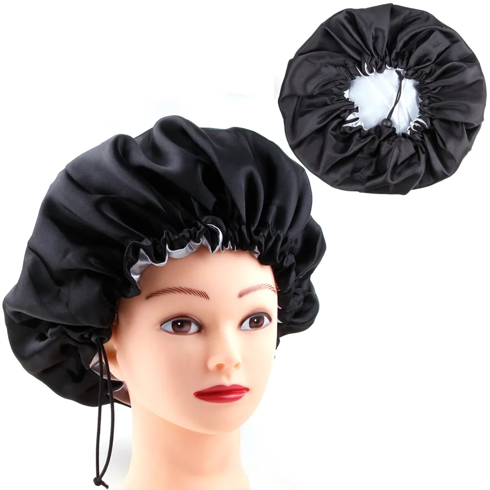 

Sdotter Sleep Satin Hat Hair Caps Silk Bonnet Night Cap Adjustable Sleeping Head Cover Double Layer Women Curly Hair Styling Acc