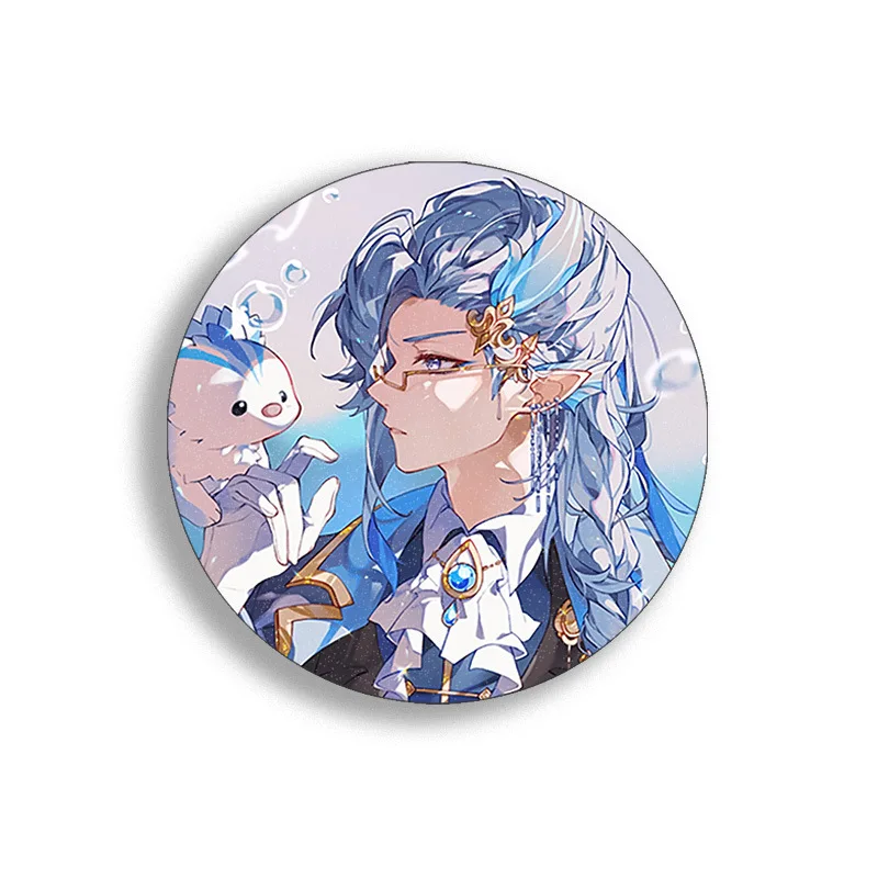 58mm Game Yuan Shen Anime Pins Badges Neuvillette Hu Tao Kokomi Tartaglia Cosplay Backpacks Brooch Decoration Accessories Gifts