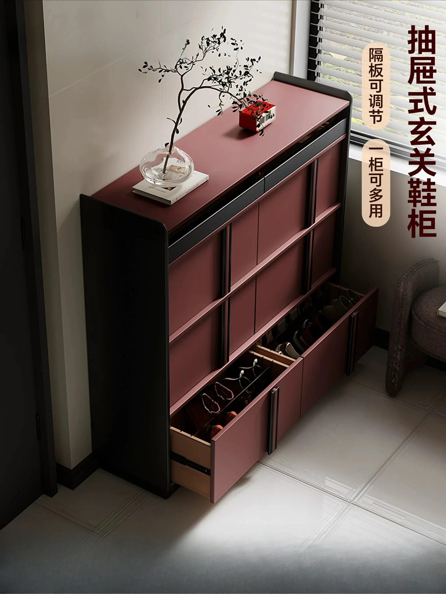 o5 high-grade solid wood shoe cabinet household door drawer type large-capacity storage integrated wall entrance shoe cabinet
