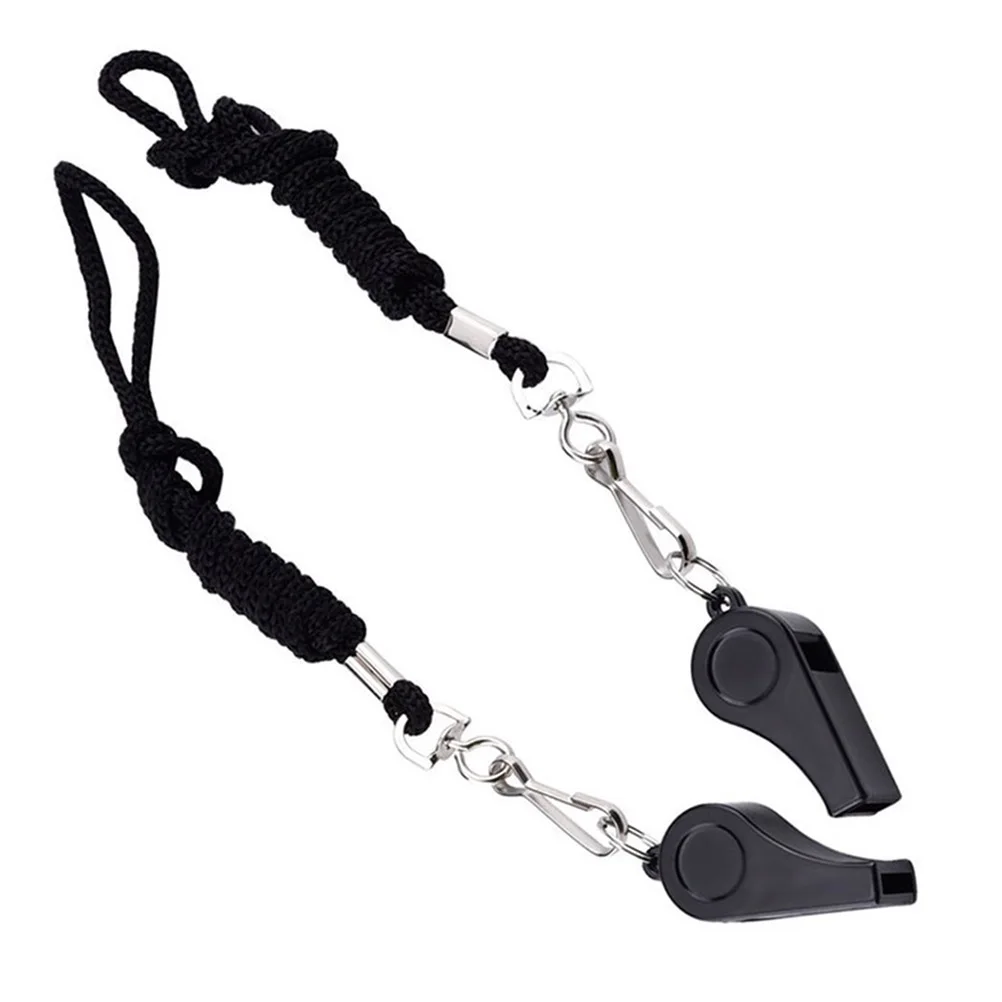 

8pcs Metal Whistle for Teachers Black Lanyard Survival Supplies Safety Emergency Loud Sound Portable Outdoor Sports