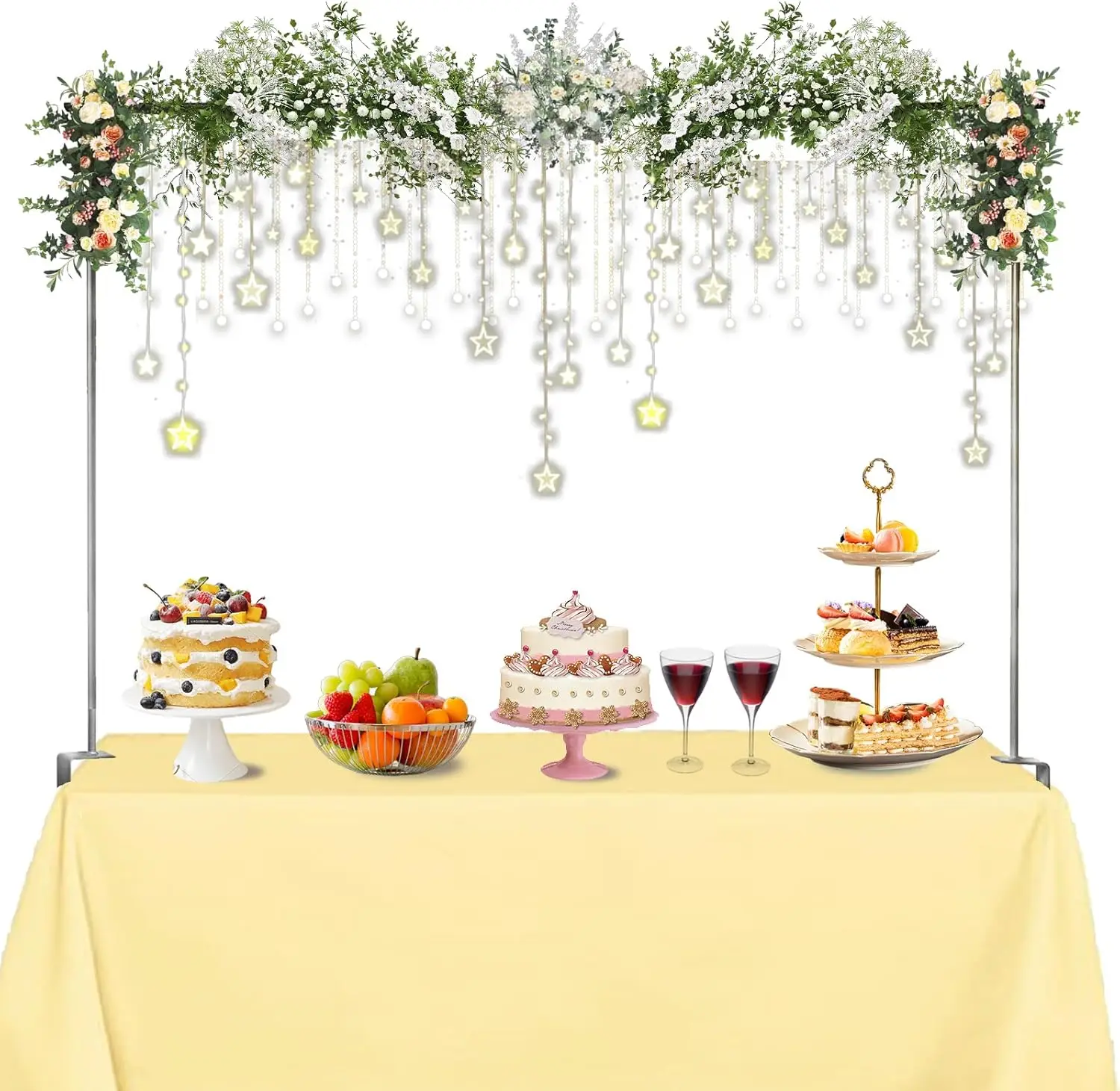 

Adjustable Metal Balloon Arch Stand with Clamps 49-102, Silver Gray for Birthday, Wedding, Party, Halloween, Xmas Decoration