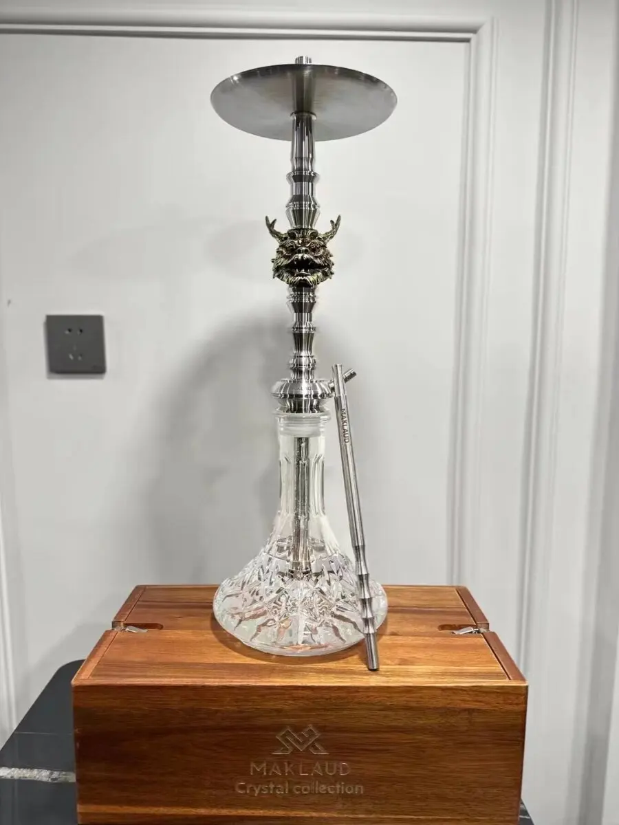 Maklaud Hookah Dragon 304 Stainless Steel Large Hookah with Glass Bottle Single Pipe