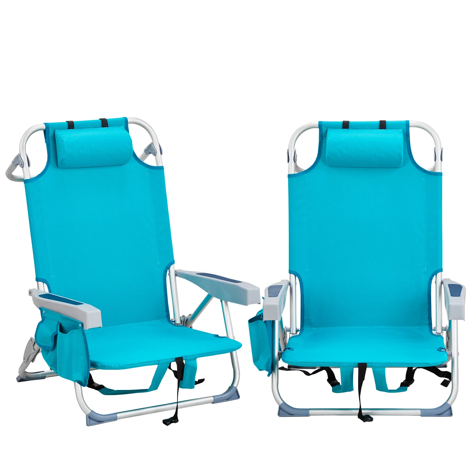 

63 * 65 * 82Cm mint green, aluminum beach chair, Oxford cloth, silver-white aluminum tube 100kg short N001