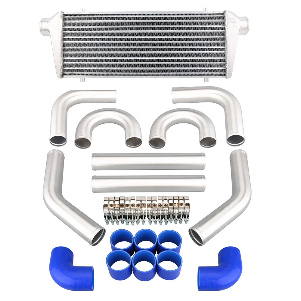 Plate Fin Tube Fin Universal Auto Car Aluminum Intercooler 550x230x65 +2.5' 63mm Turbo Intercooler Pipe Chrome Aluminum