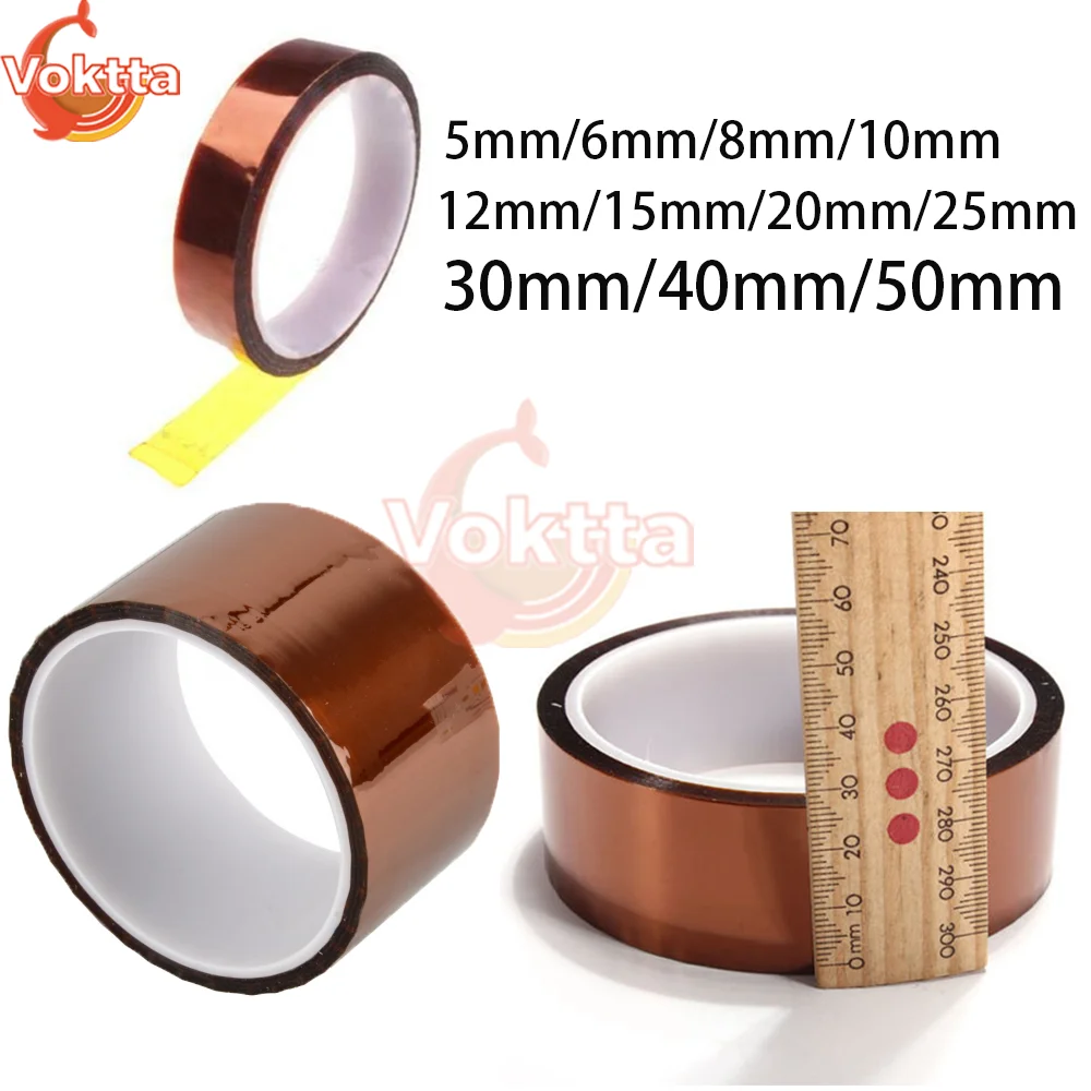

100ft Self-adhesive Tape Sticky High Temperature Heat Resistant Polyimide Insulation Tape for 3D printing, welding, masking
