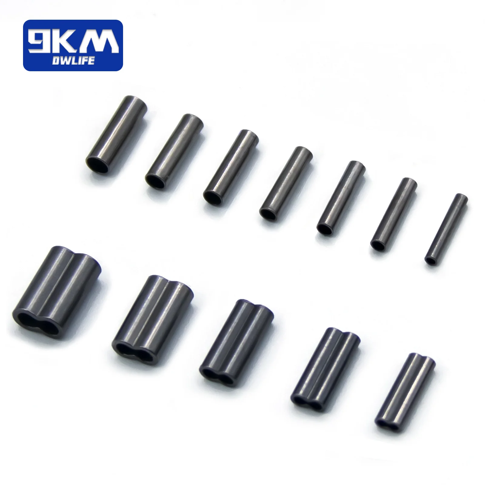 9KM 50Pcs Angeln Crimpen Ärmeln Draht Rohr Angeln Einzigen Doppel Barrel Angelschnur Zubehör Rohr Stecker – Detail 1