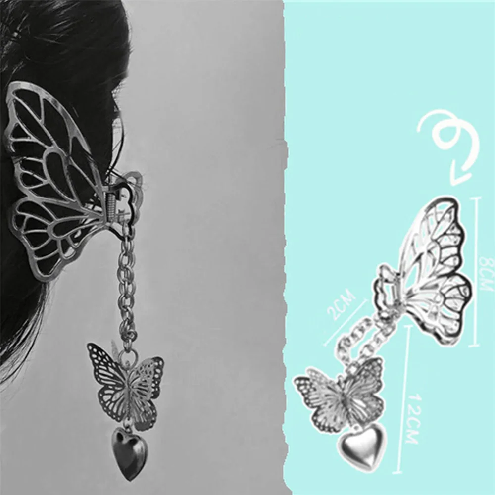 Hollow Jewelry Love Heart Chain Rectangle Styling Tool Butterfly Butterfly Hair Claw Hair Accessories Crab Clips Hair Clip