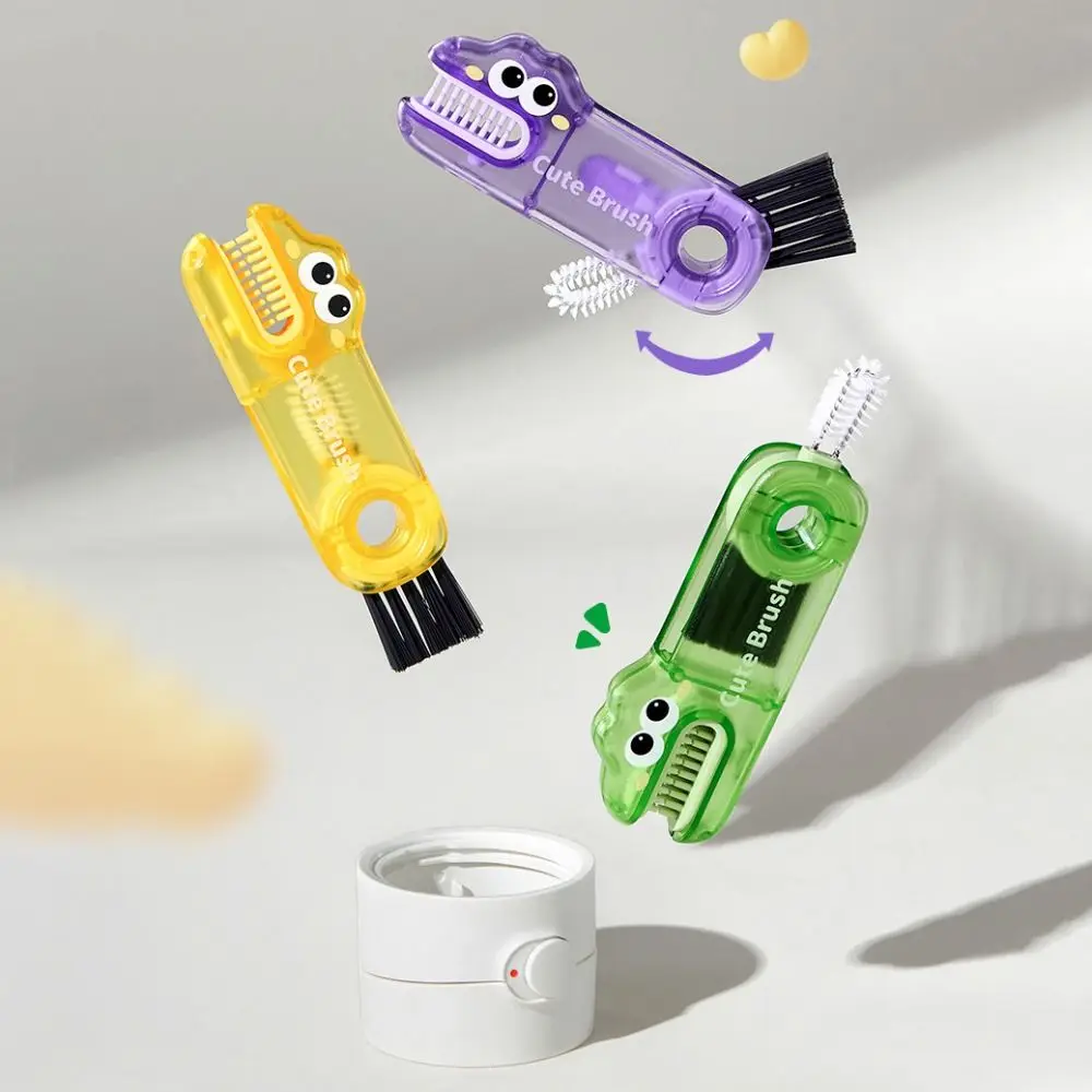 

Rotatable 3 in 1 Cleaner Brush U-shaped Dinosaur Shape Cup Cleaning Brushes Cartoon Bottle Cap Brush Nursing Water Bottle