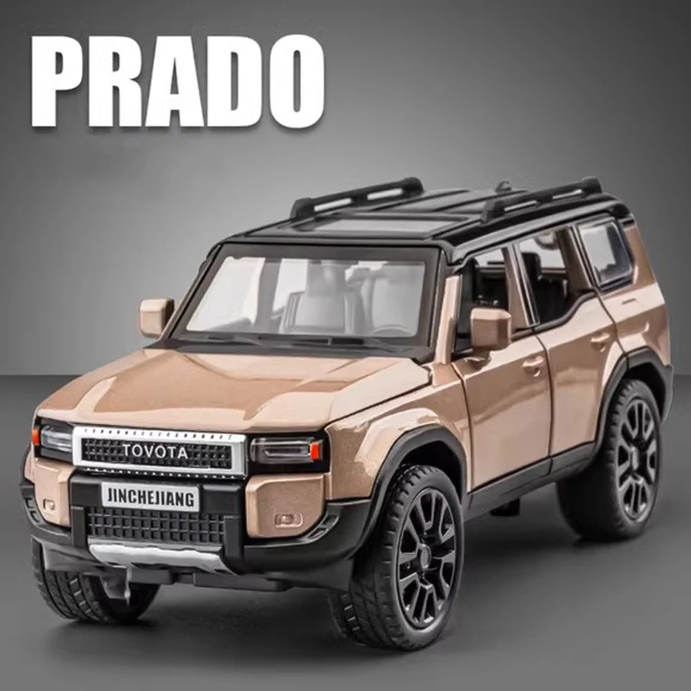 

1:32 LAND CRUISER Prado Crown Alloy Miniature Model Toys Diecast Car Doors Opened Sound Light Pull Back Cars Children's Day Gift