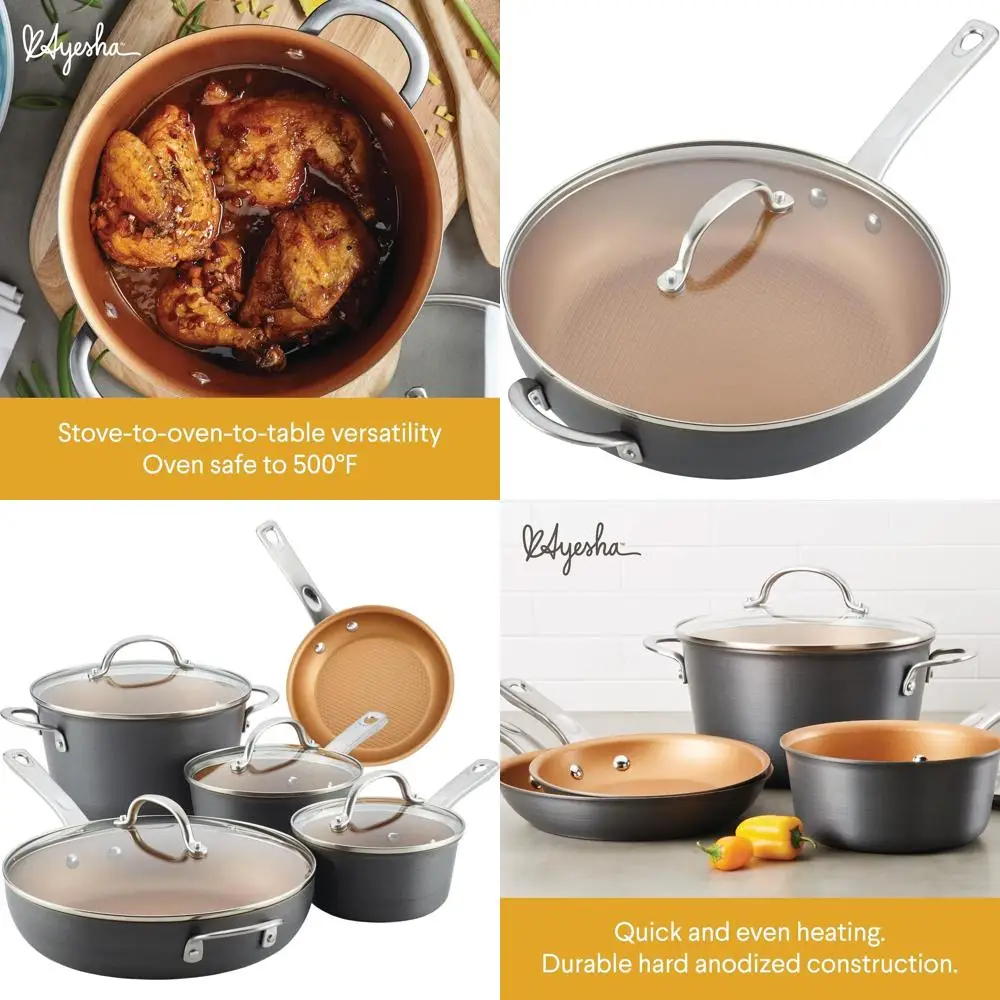 

9-Piece Charcoal Gray Hard Anodized Nonstick Cookware Set by Curry Kitchenware Home Collection