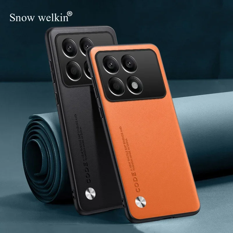For Poco X6 Pro Luxury PU Leather Shockproof Silicone Case Cover For Xiaomi Poco X6 Pro Back Phone Case Cover Coque