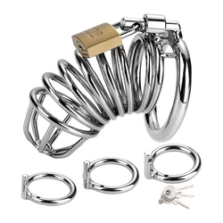 BDSM Sex Toys Men Stainless Steel Metal Urethra Chastity Lock Penis Bondage Adult Chastity Cage Cock Restriction Abstainer Toy