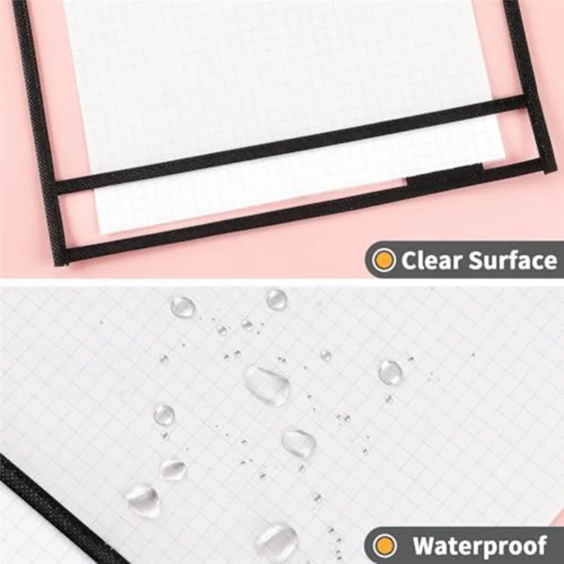 Porta biglietti AK51-Job, tasche cancellabili a secco, 10X14 pollici, nero, buste in plastica riutilizzabili per carta, porta biglietti trasparenti per negozi