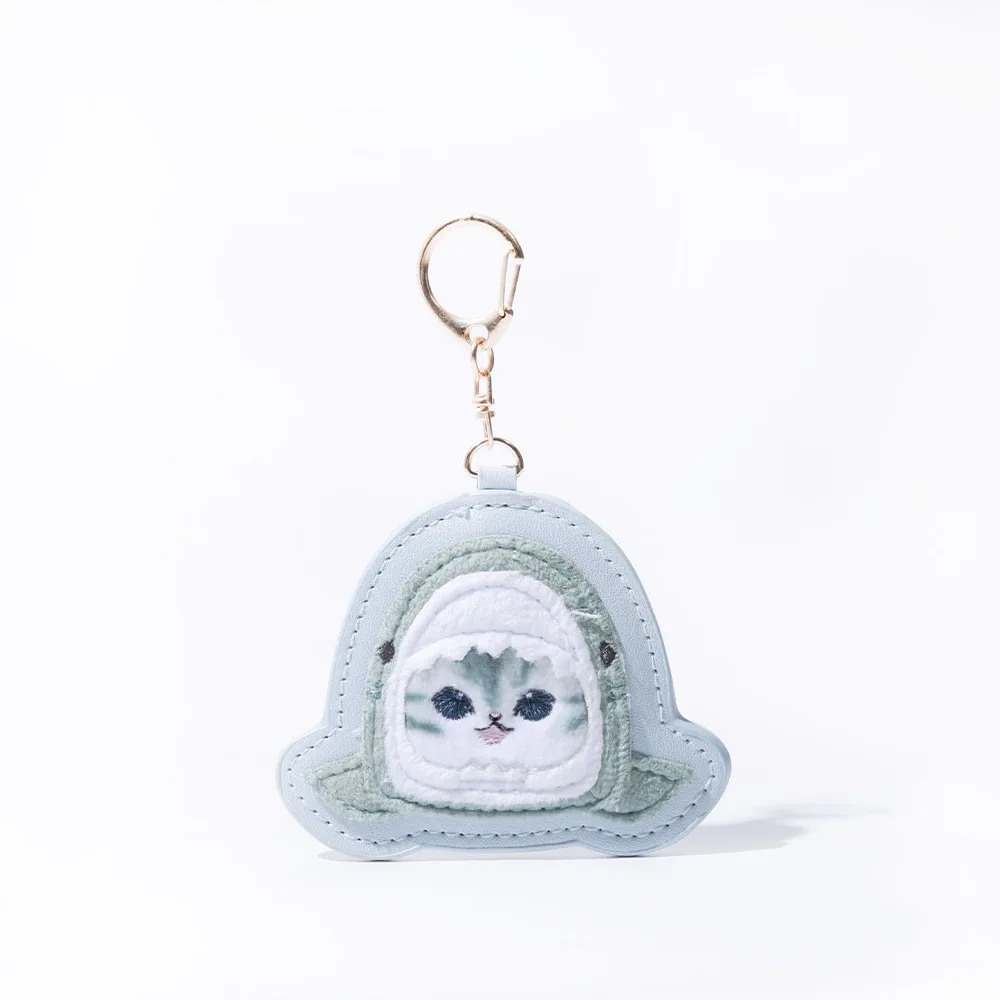 Cartoon Mofusand Shark Cat Leather Towel Embroidery Keychain Anime Peripheral Backpack Pendant Zipper Accessories Friends Gift view 5