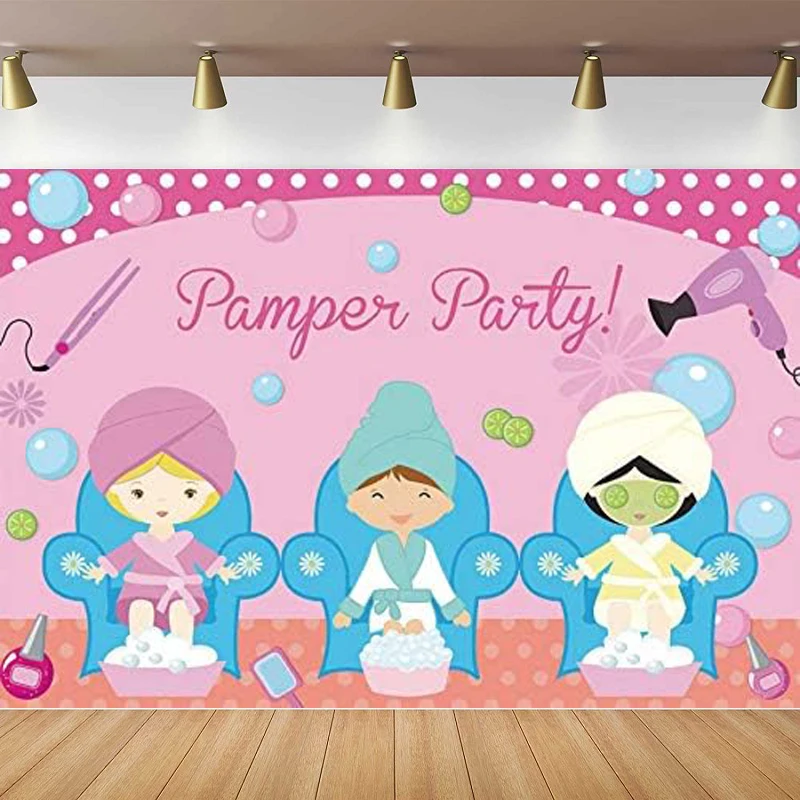 

Photography Backdrop Bubbles Foot Bath Pink Background SPA Birthday Party Supplies Cosmetic Party Decoration SPA Theme Party