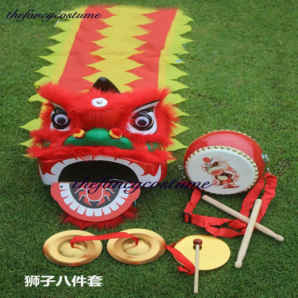 

2-5 age 12 inch Kid Chinese Traditional Culture Lion Dance Props Gong Drum Mascot Costume Parade Outfit