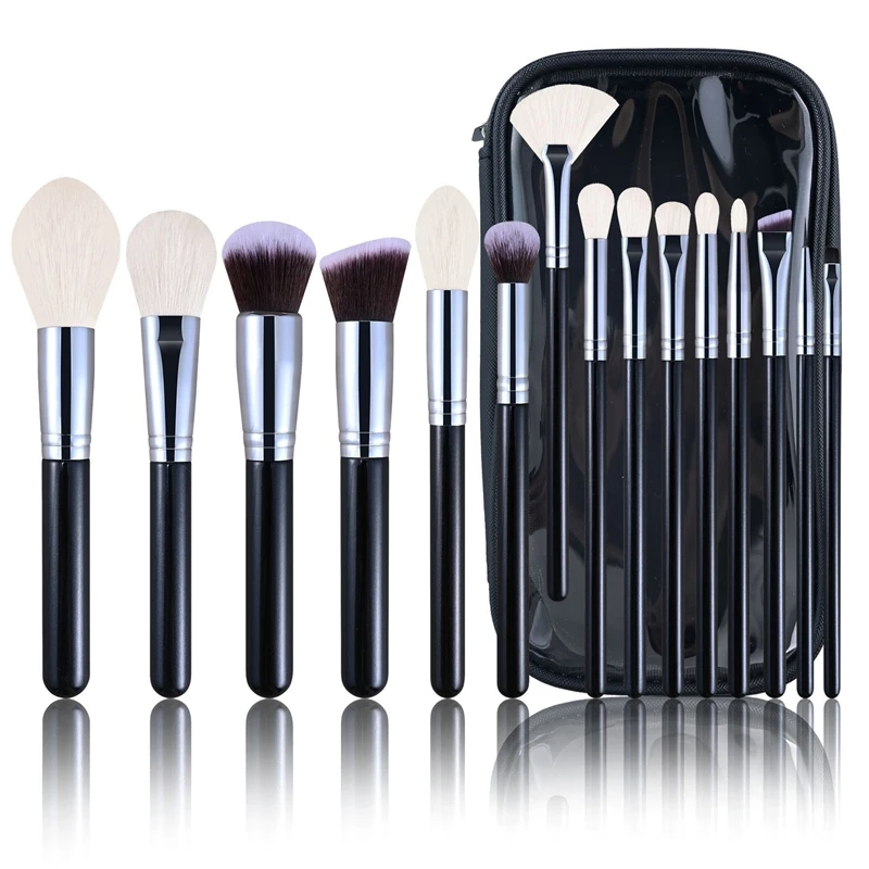 15-teiliges Tierhaar-Make-up-Pinsel-Set für Gesicht, Augen, Foundation, Puder, Blending, Concealer-Pinsel für Frauen, Teenager, Party, Geburtstagsgeschenk