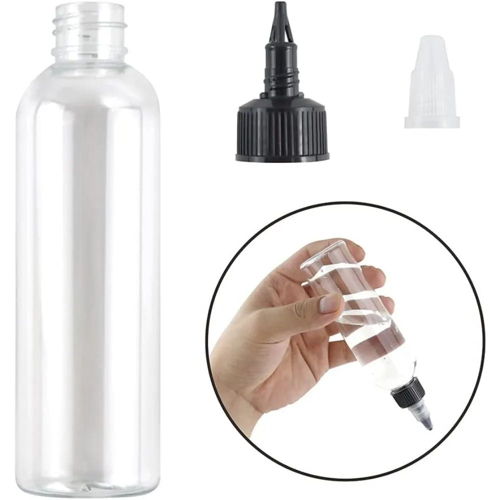 50 Stück 100ml Plastik-Quetschflaschen aus PET für Saft und Flüssigkeiten mit Tropfenzähler und Drehverschluss, Behälter für Tattoo-Pigmenttinte – Detail 2